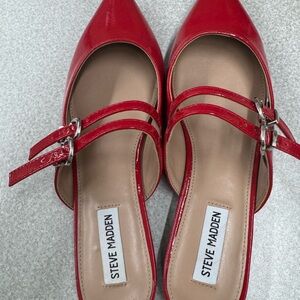 Steve Madden Red Double Strap Flats